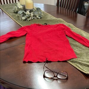 Red Long Sleeve Ribbed Top